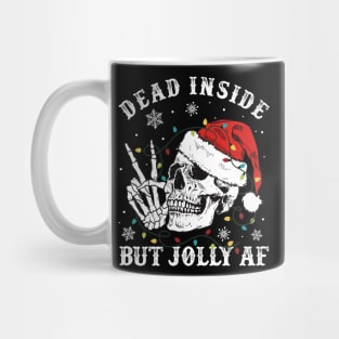 Dead Inside But Jolly AF Skeleton Santa Christmas Mug